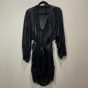 Sexy‎ slip and robe black lace  halter